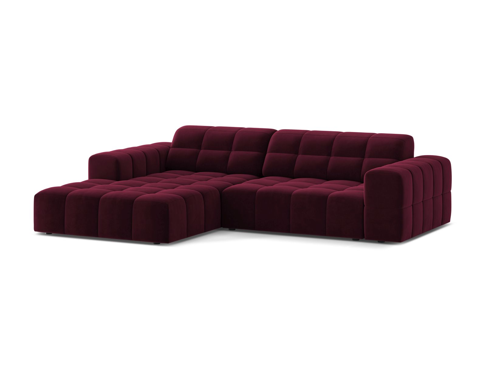 Velvet Left Corner Sofa, "Jennifer", 4 Seats, 234x167x78