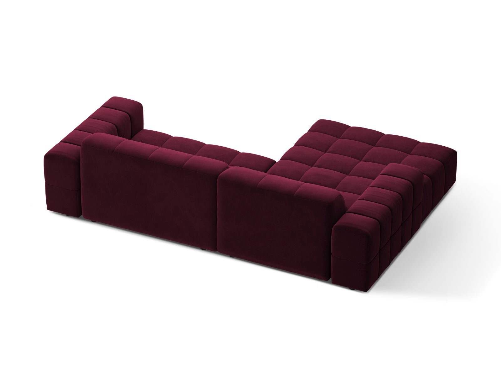 Velvet Left Corner Sofa, "Jennifer", 4 Seats, 234x167x78