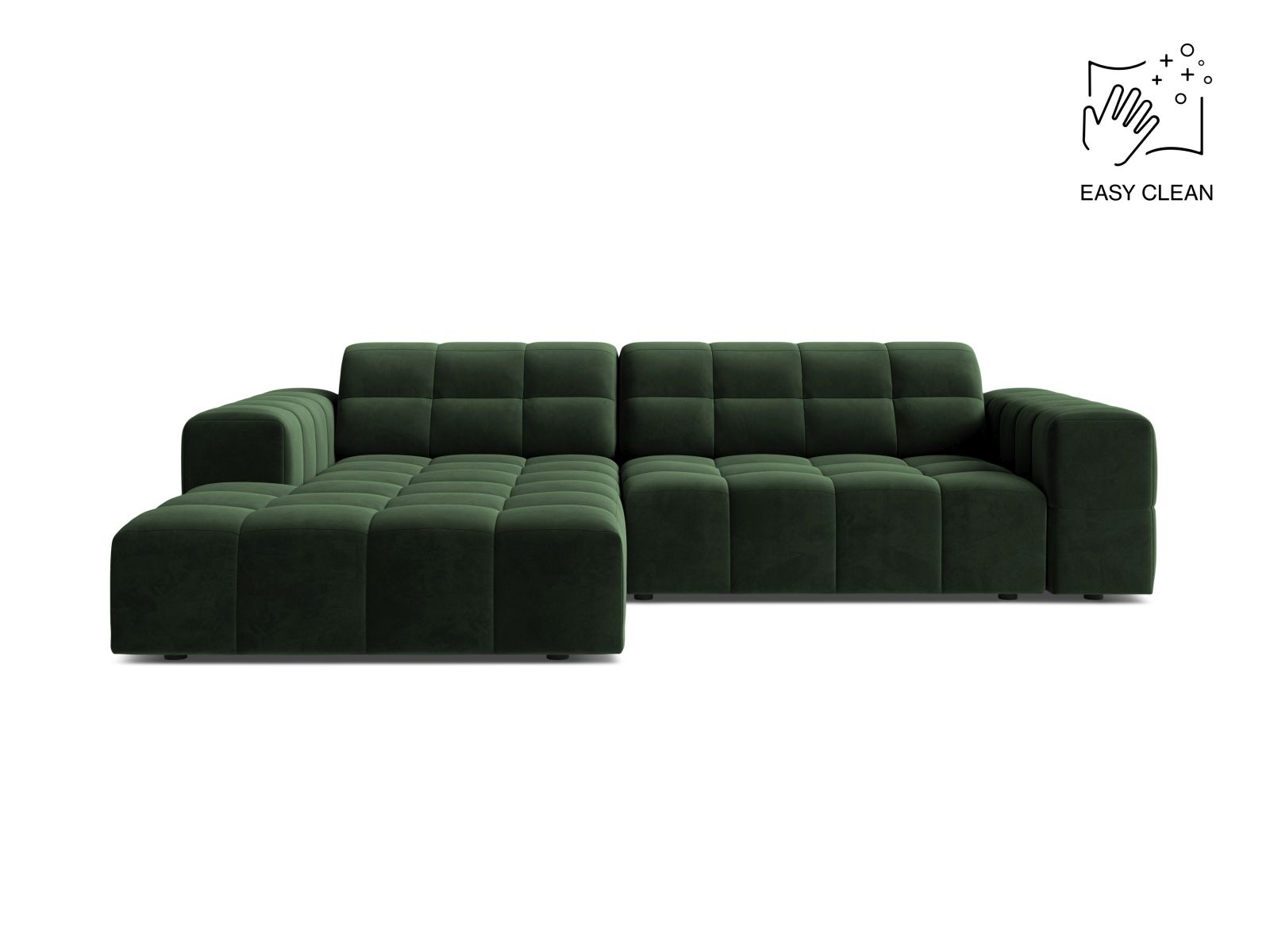 Velvet Left Corner Sofa, "Jennifer", 4 Seats, 234x167x78