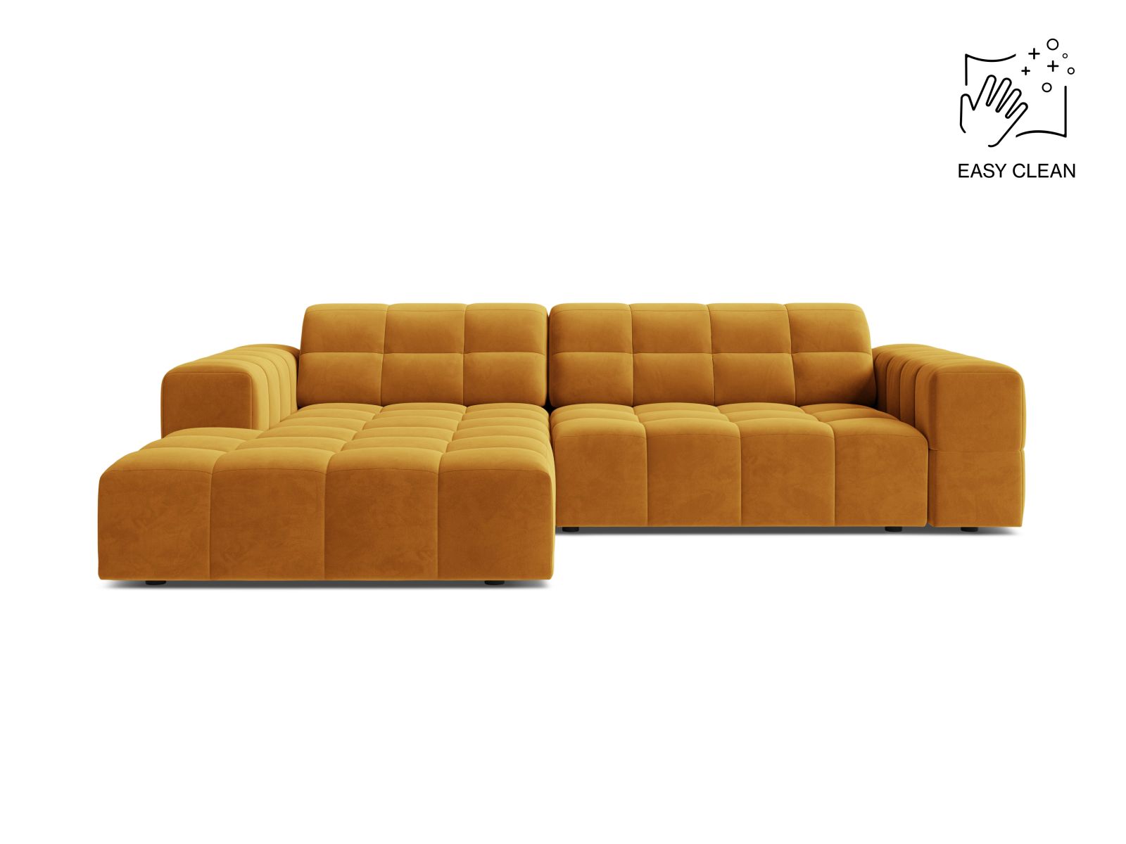 Velvet Left Corner Sofa, "Jennifer", 4 Seats, 234x167x78