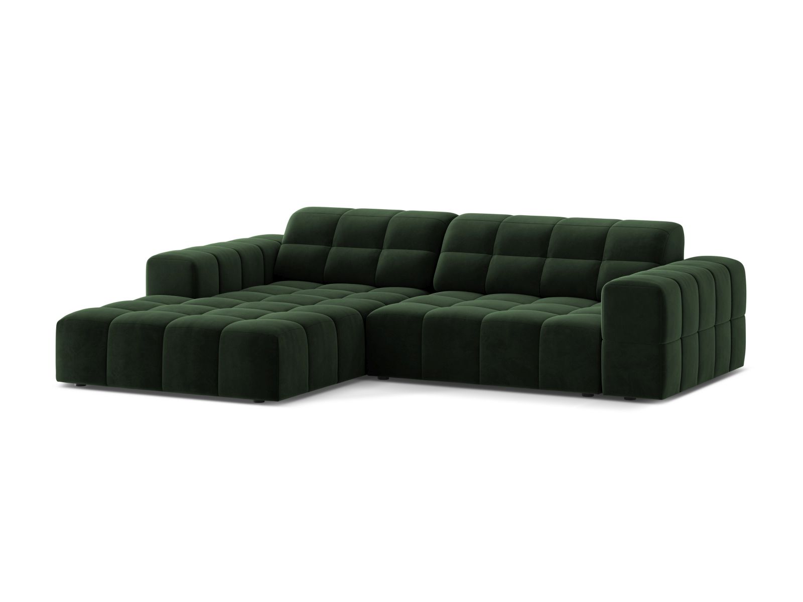 Velvet Left Corner Sofa, "Jennifer", 4 Seats, 234x167x78