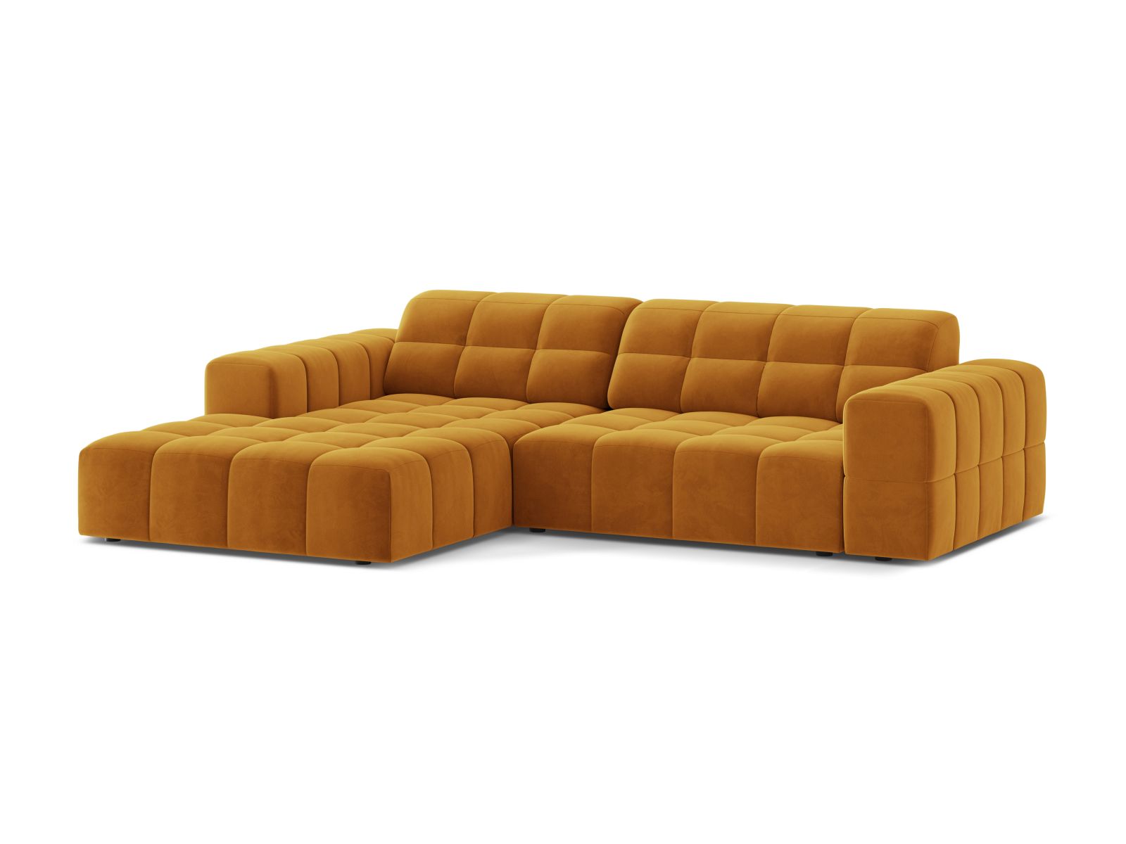 Velvet Left Corner Sofa, "Jennifer", 4 Seats, 234x167x78