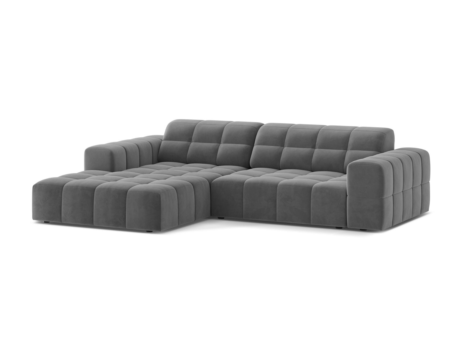 Velvet Left Corner Sofa, "Jennifer", 4 Seats, 234x167x78