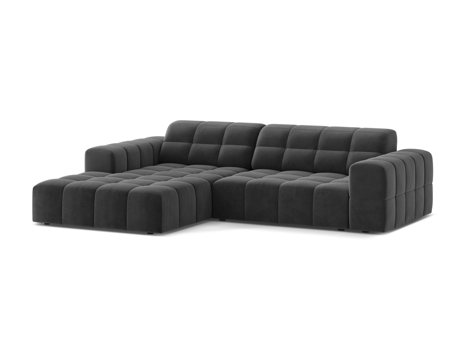 Velvet Left Corner Sofa, "Jennifer", 4 Seats, 234x167x78