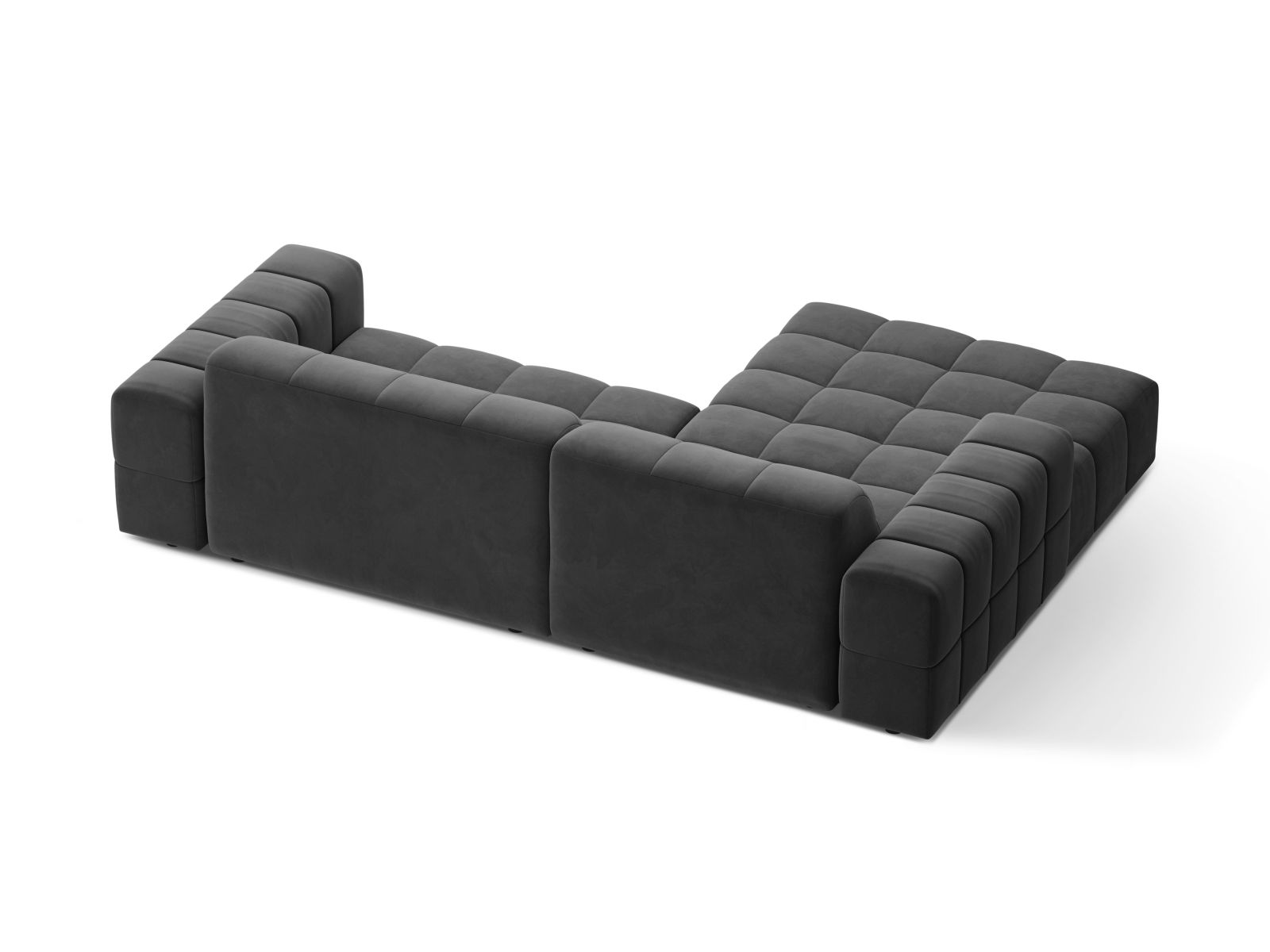 Velvet Left Corner Sofa, "Jennifer", 4 Seats, 234x167x78