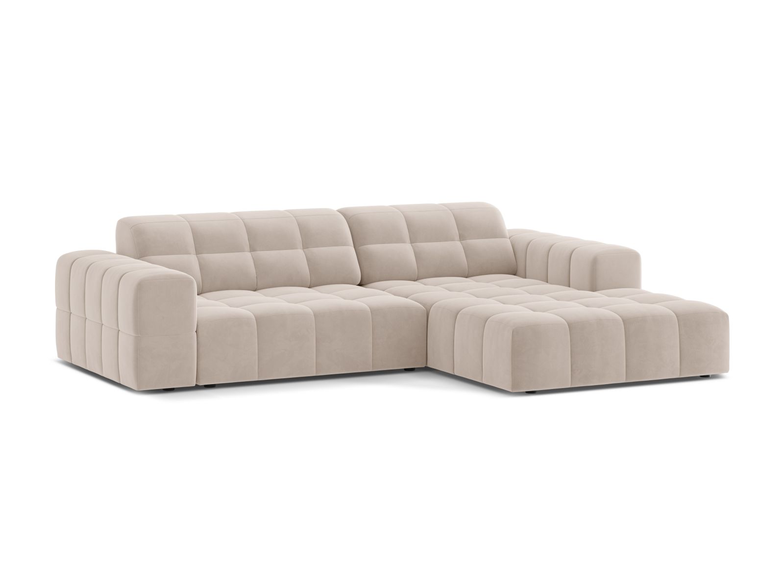 Velvet Right Corner Sofa, "Jennifer", 4 Seats, 234x167x78