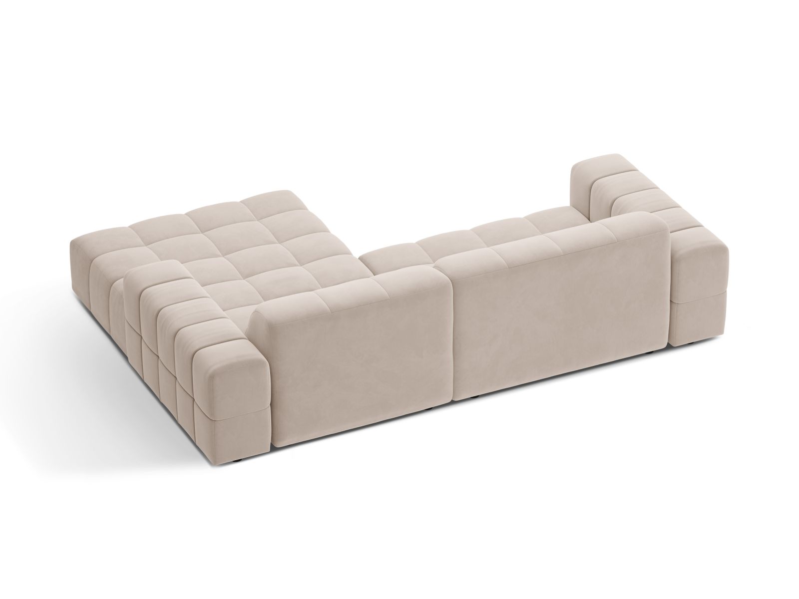 Velvet Right Corner Sofa, "Jennifer", 4 Seats, 234x167x78