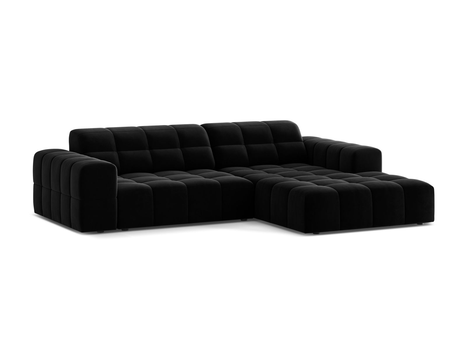 Velvet Right Corner Sofa, "Jennifer", 4 Seats, 234x167x78