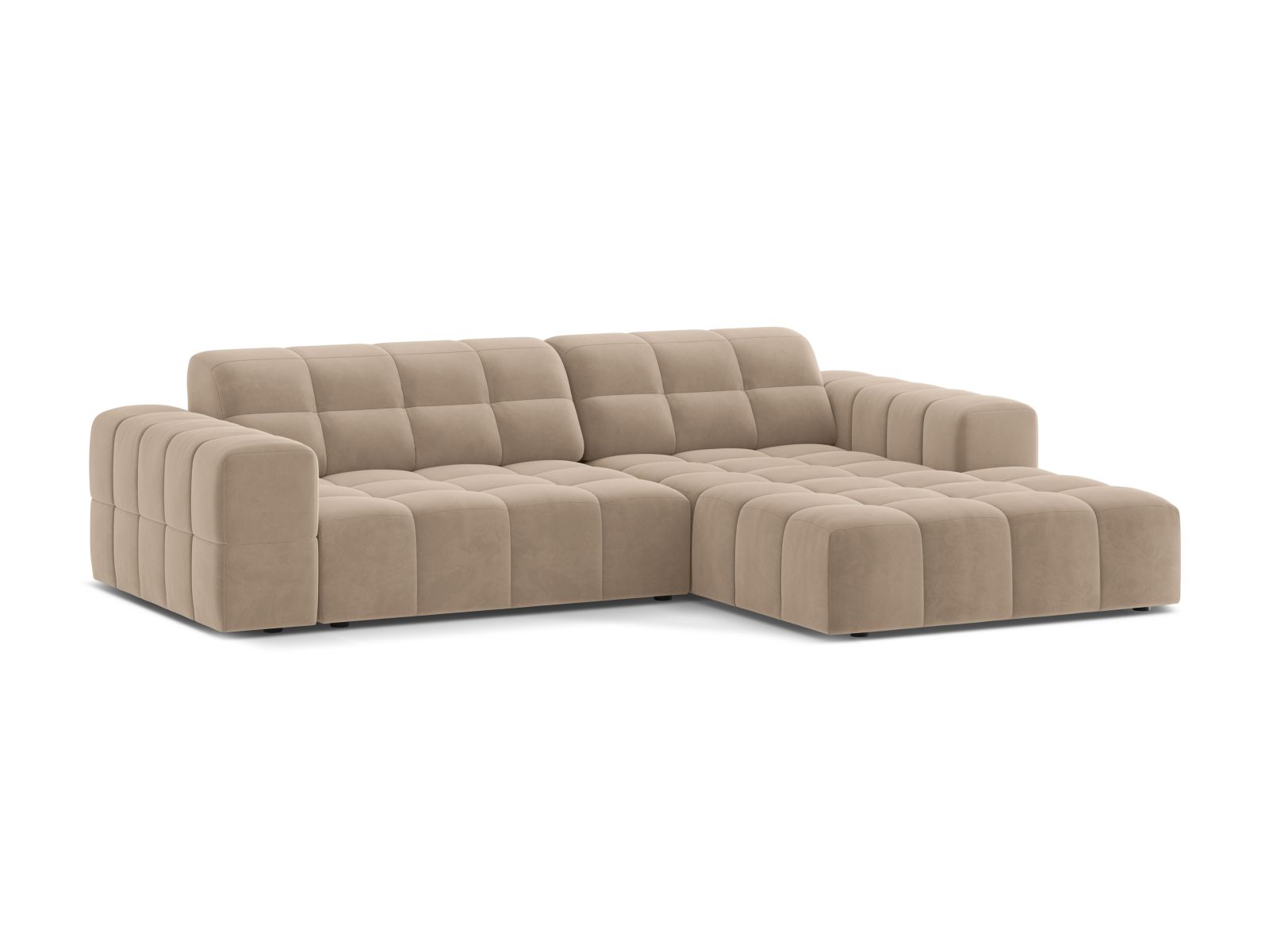 Velvet Right Corner Sofa, "Jennifer", 4 Seats, 234x167x78