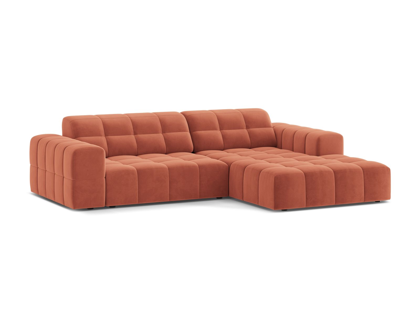 Velvet Right Corner Sofa, "Jennifer", 4 Seats, 234x167x78