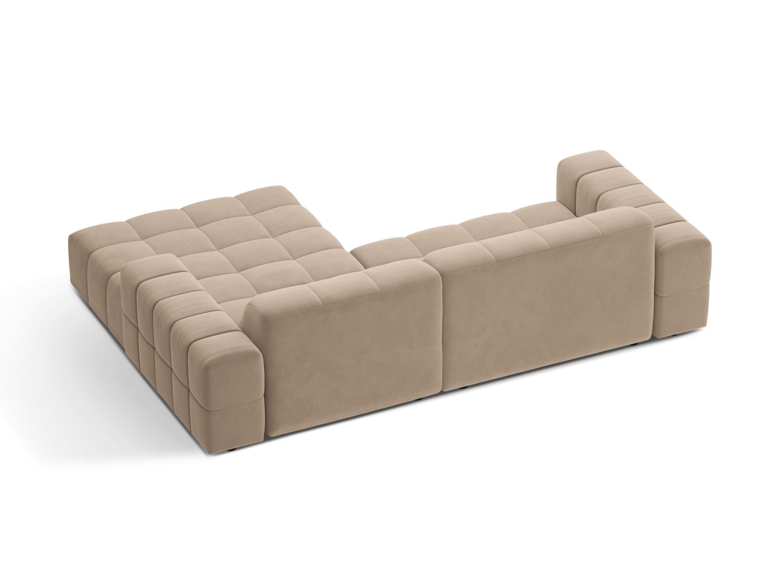 Velvet Right Corner Sofa, "Jennifer", 4 Seats, 234x167x78