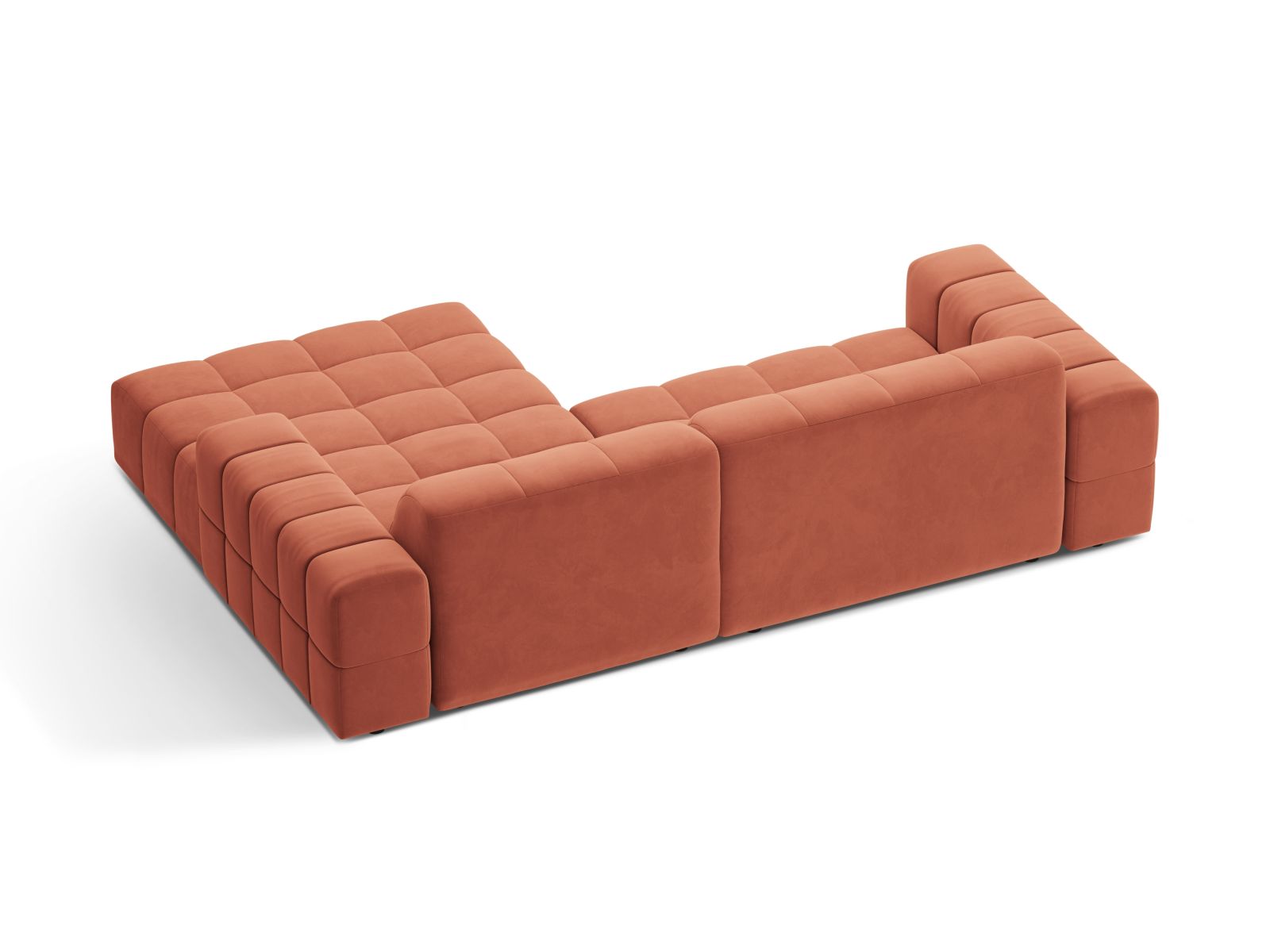 Velvet Right Corner Sofa, "Jennifer", 4 Seats, 234x167x78