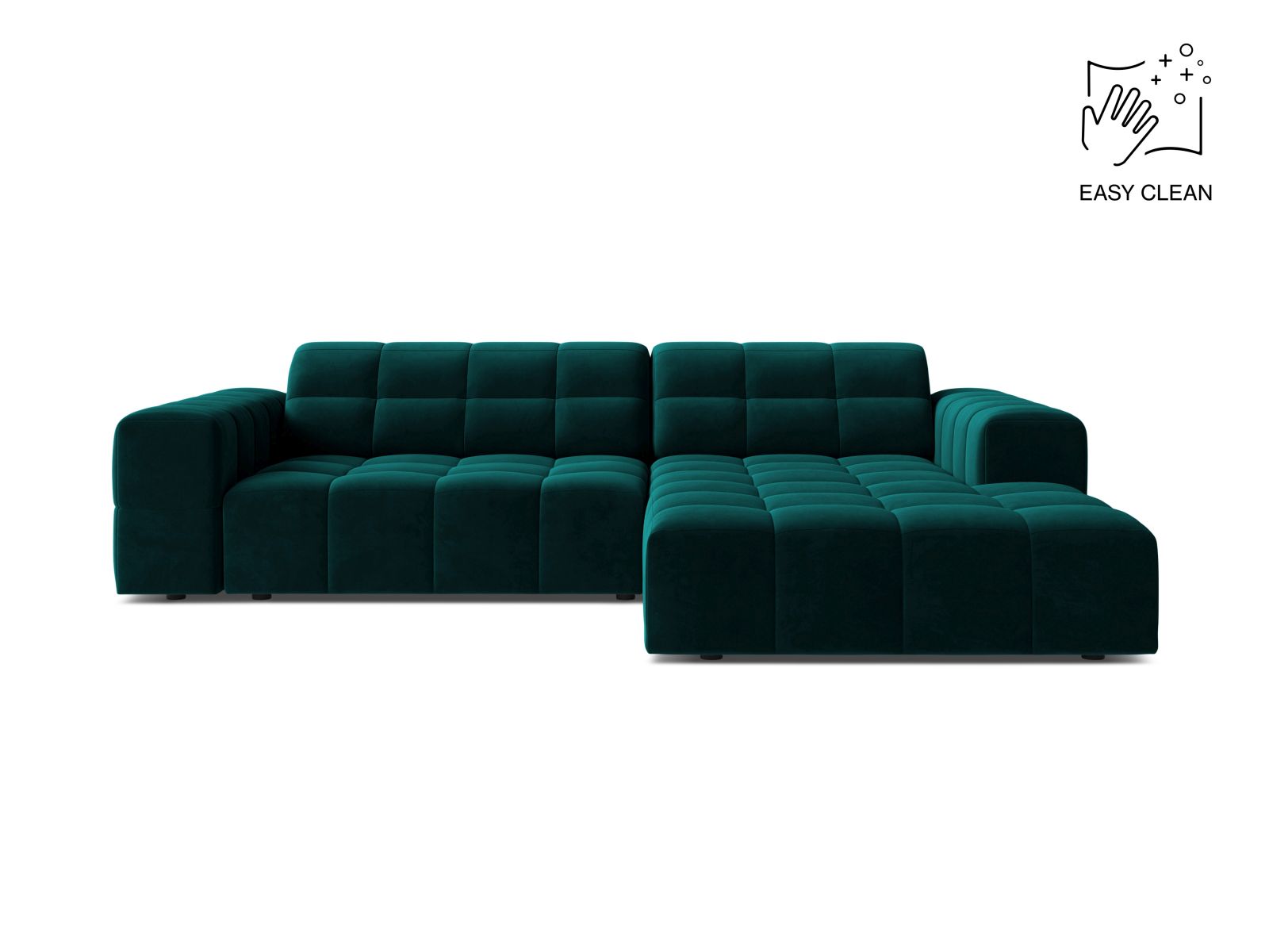 Velvet Right Corner Sofa, "Jennifer", 4 Seats, 234x167x78