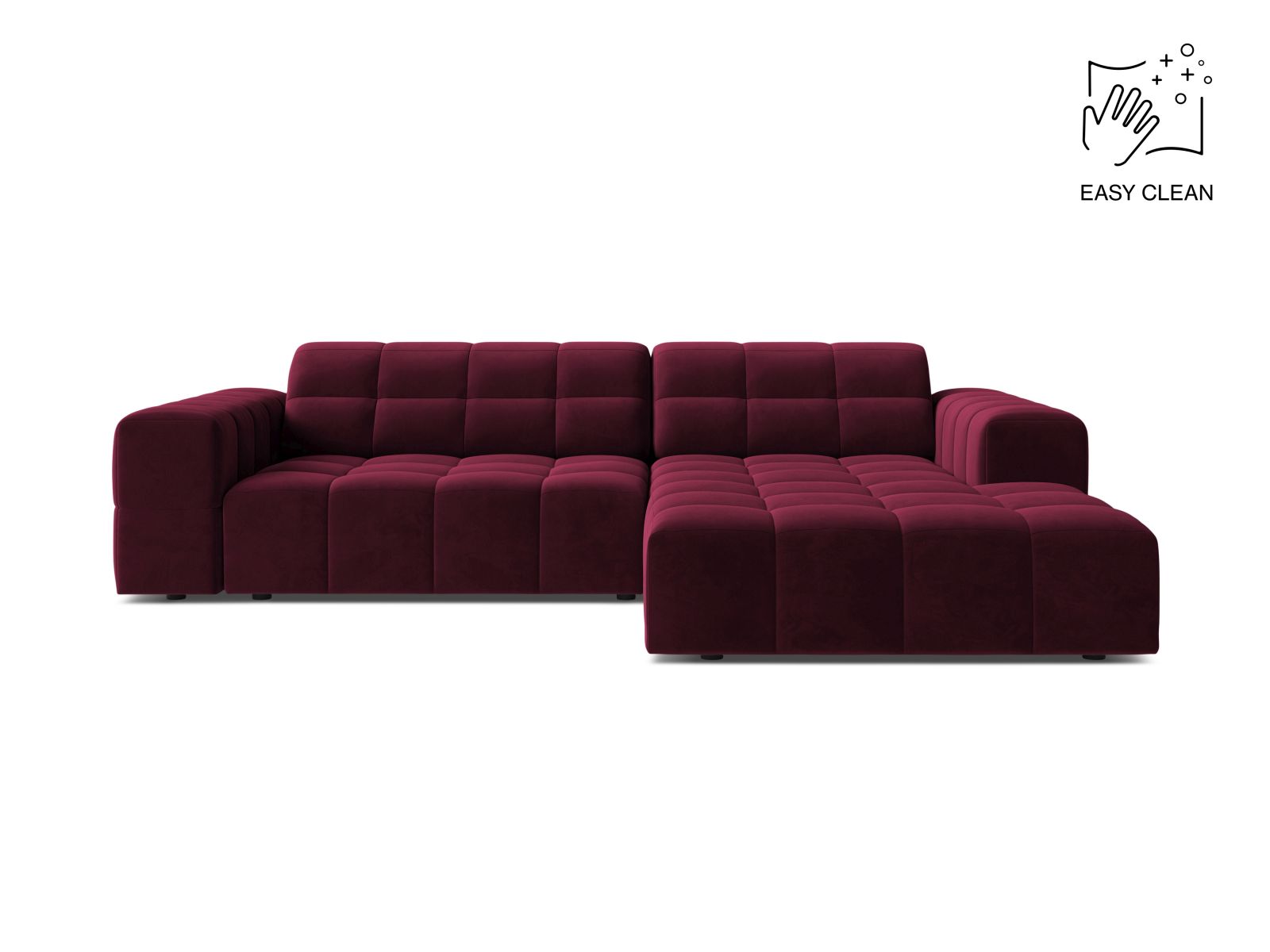 Velvet Right Corner Sofa, "Jennifer", 4 Seats, 234x167x78