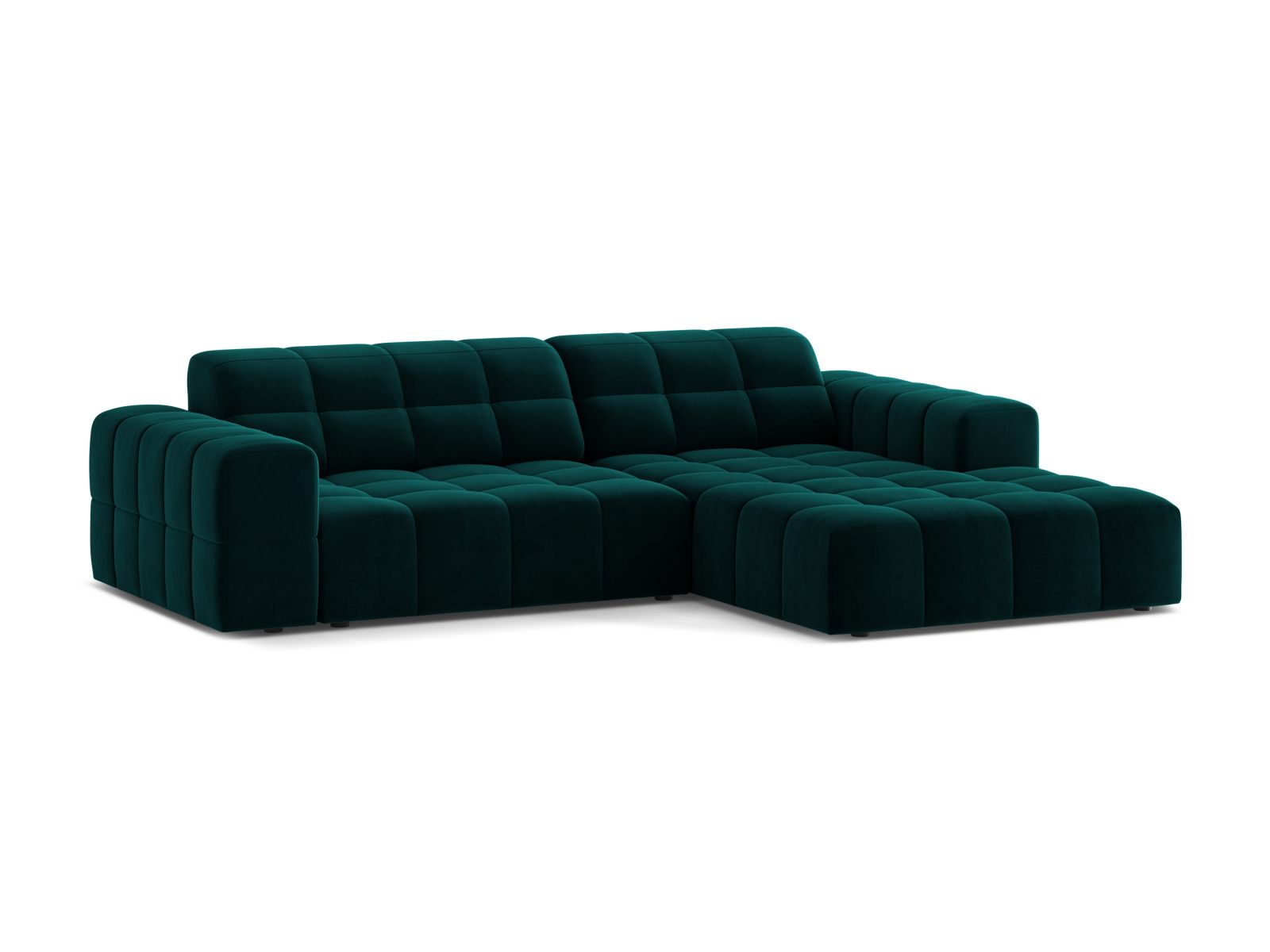 Velvet Right Corner Sofa, "Jennifer", 4 Seats, 234x167x78
