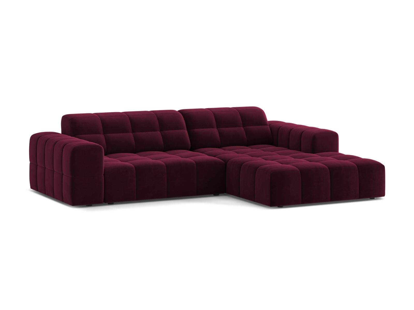 Velvet Right Corner Sofa, "Jennifer", 4 Seats, 234x167x78