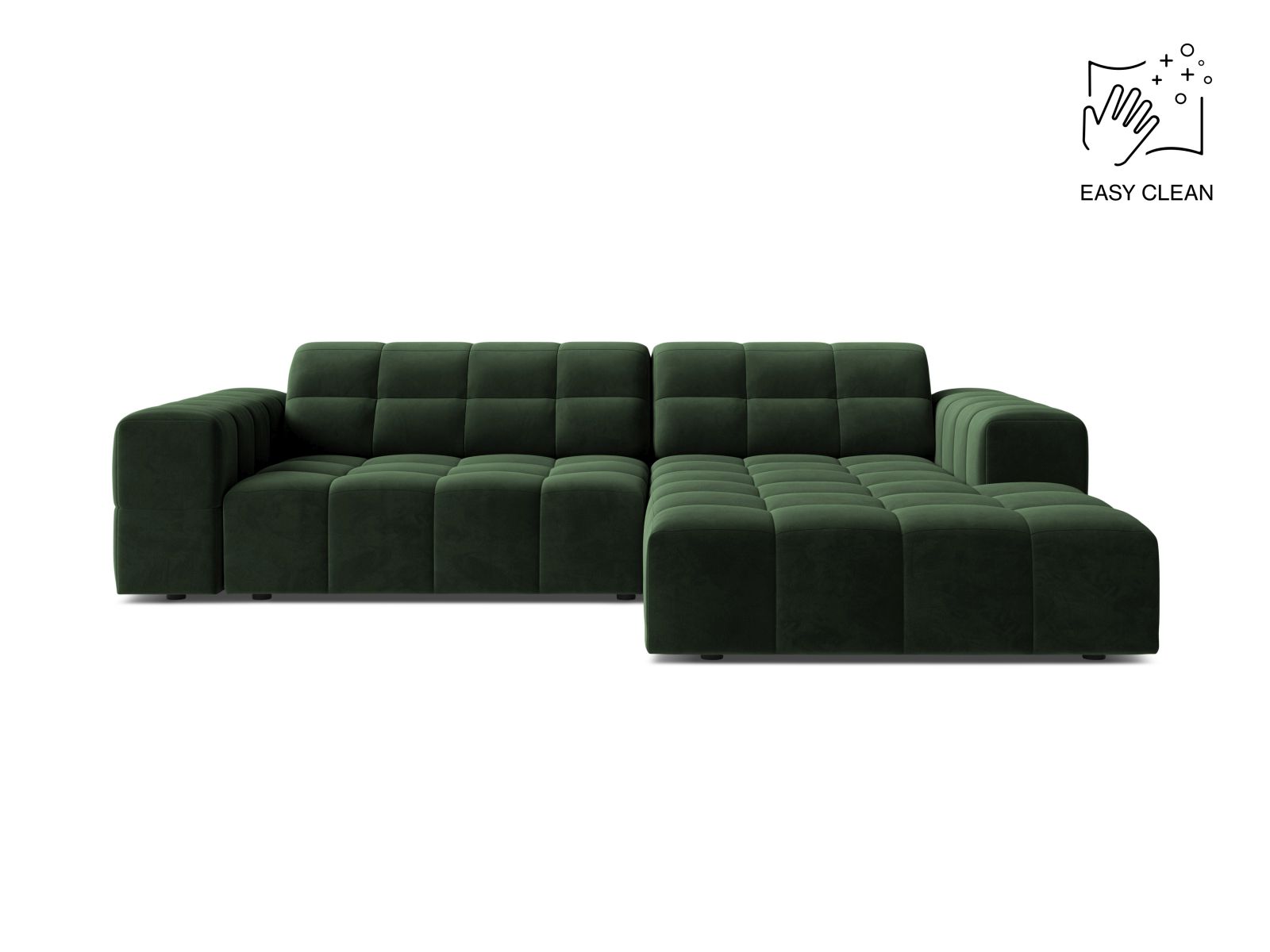Velvet Right Corner Sofa, "Jennifer", 4 Seats, 234x167x78