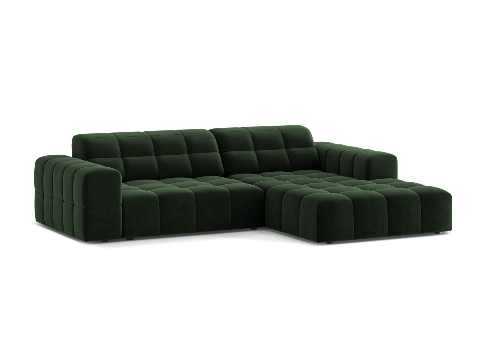 Velvet Right Corner Sofa, "Jennifer", 4 Seats, 234x167x78