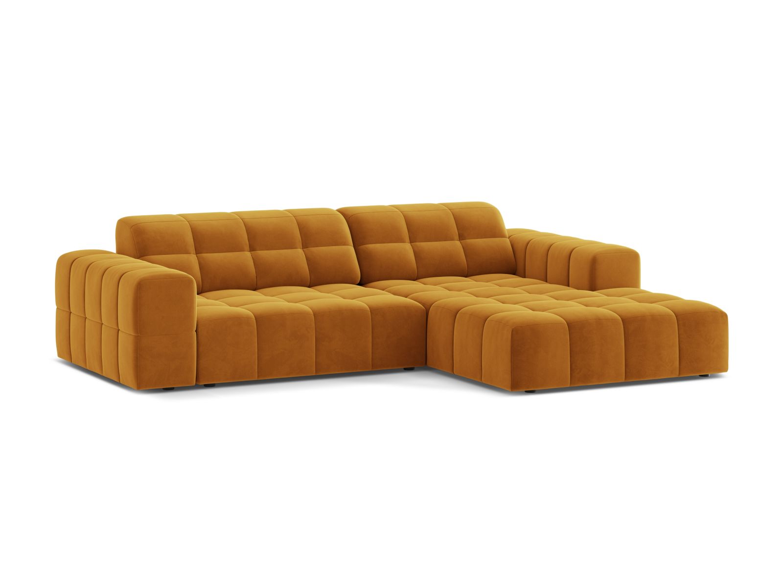 Velvet Right Corner Sofa, "Jennifer", 4 Seats, 234x167x78