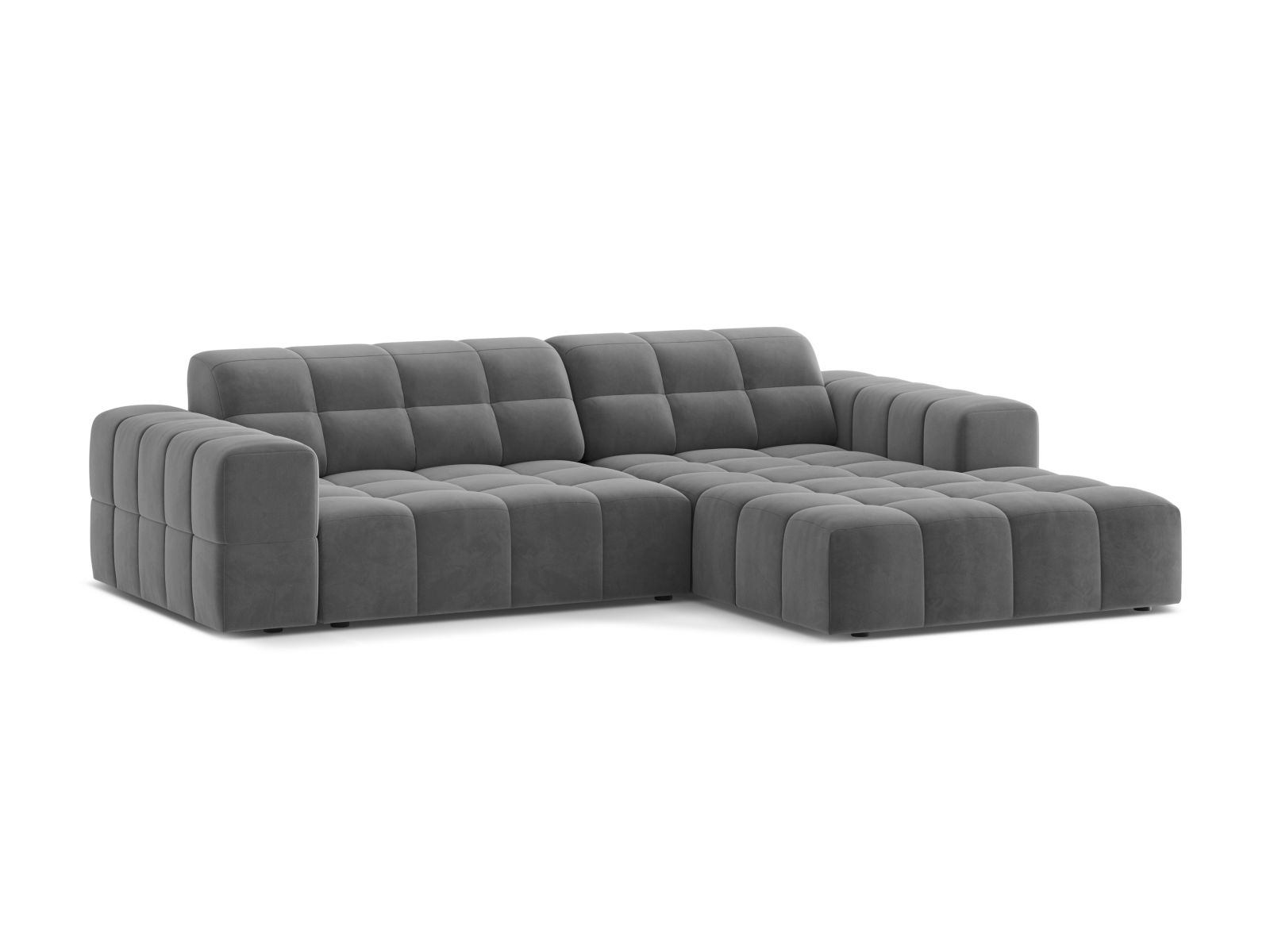 Velvet Right Corner Sofa, "Jennifer", 4 Seats, 234x167x78
