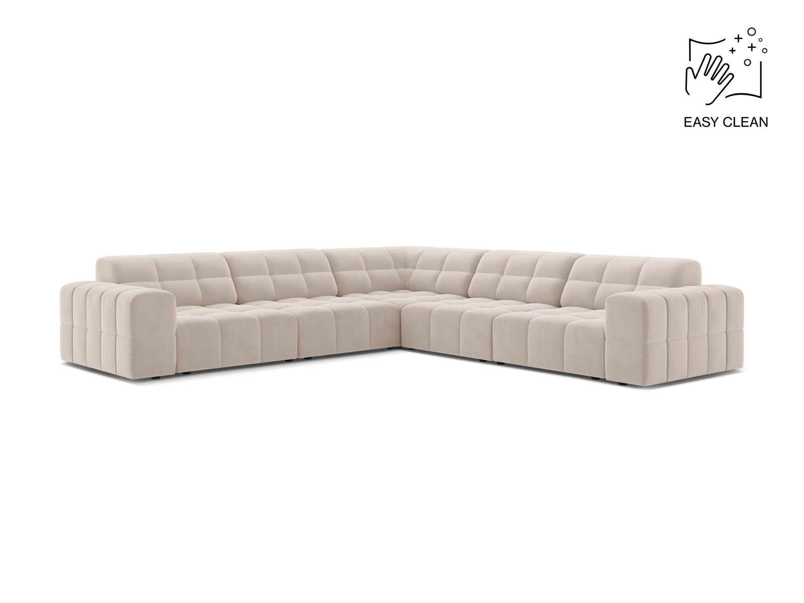 Velvet Symmetrical Corner Sofa, "Jennifer", 7 Seats, 285x285x78