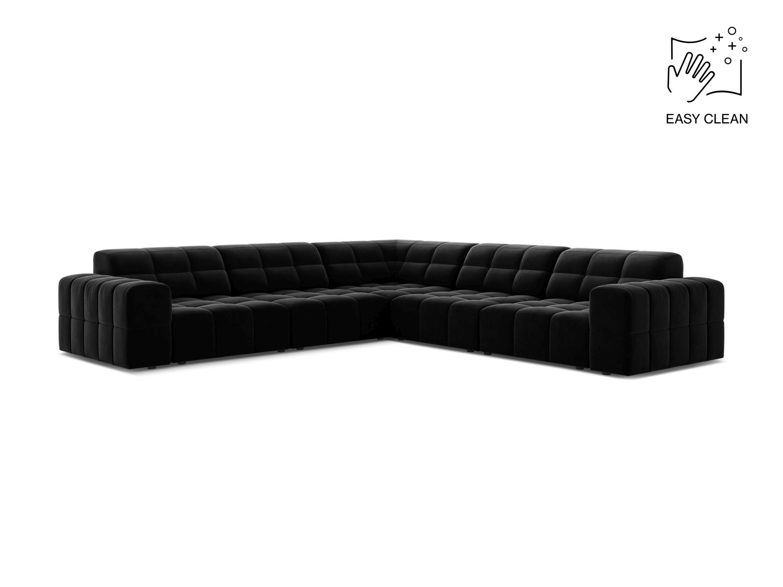 Velvet Symmetrical Corner Sofa, "Jennifer", 7 Seats, 285x285x78