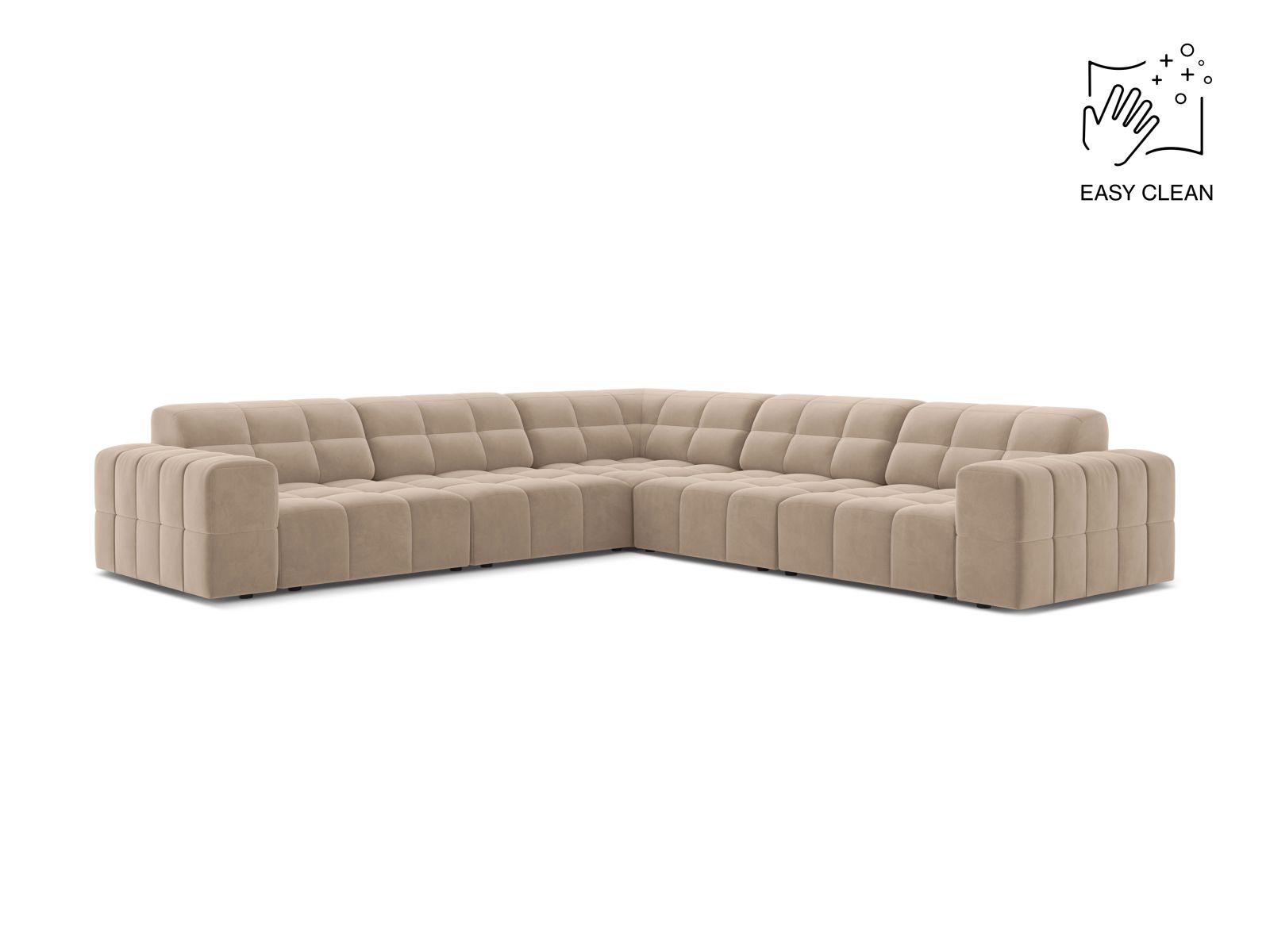 Velvet Symmetrical Corner Sofa, "Jennifer", 7 Seats, 285x285x78