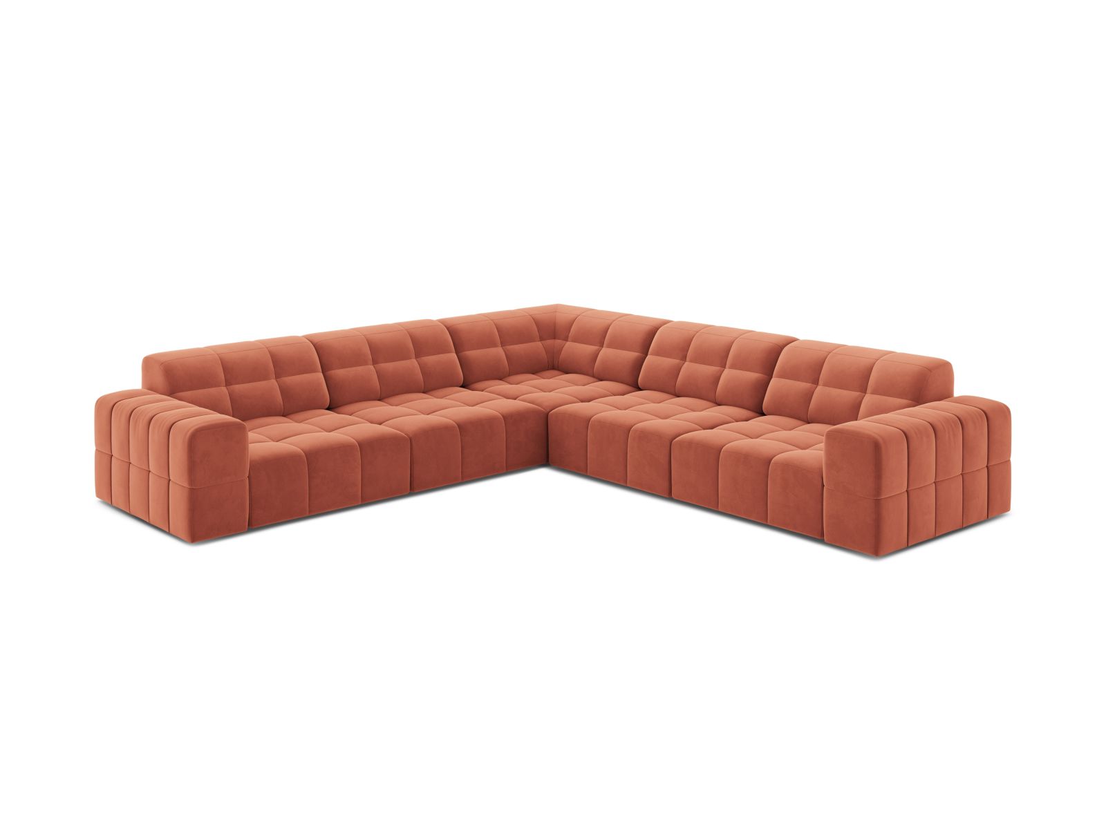 Velvet Symmetrical Corner Sofa, "Jennifer", 7 Seats, 285x285x78