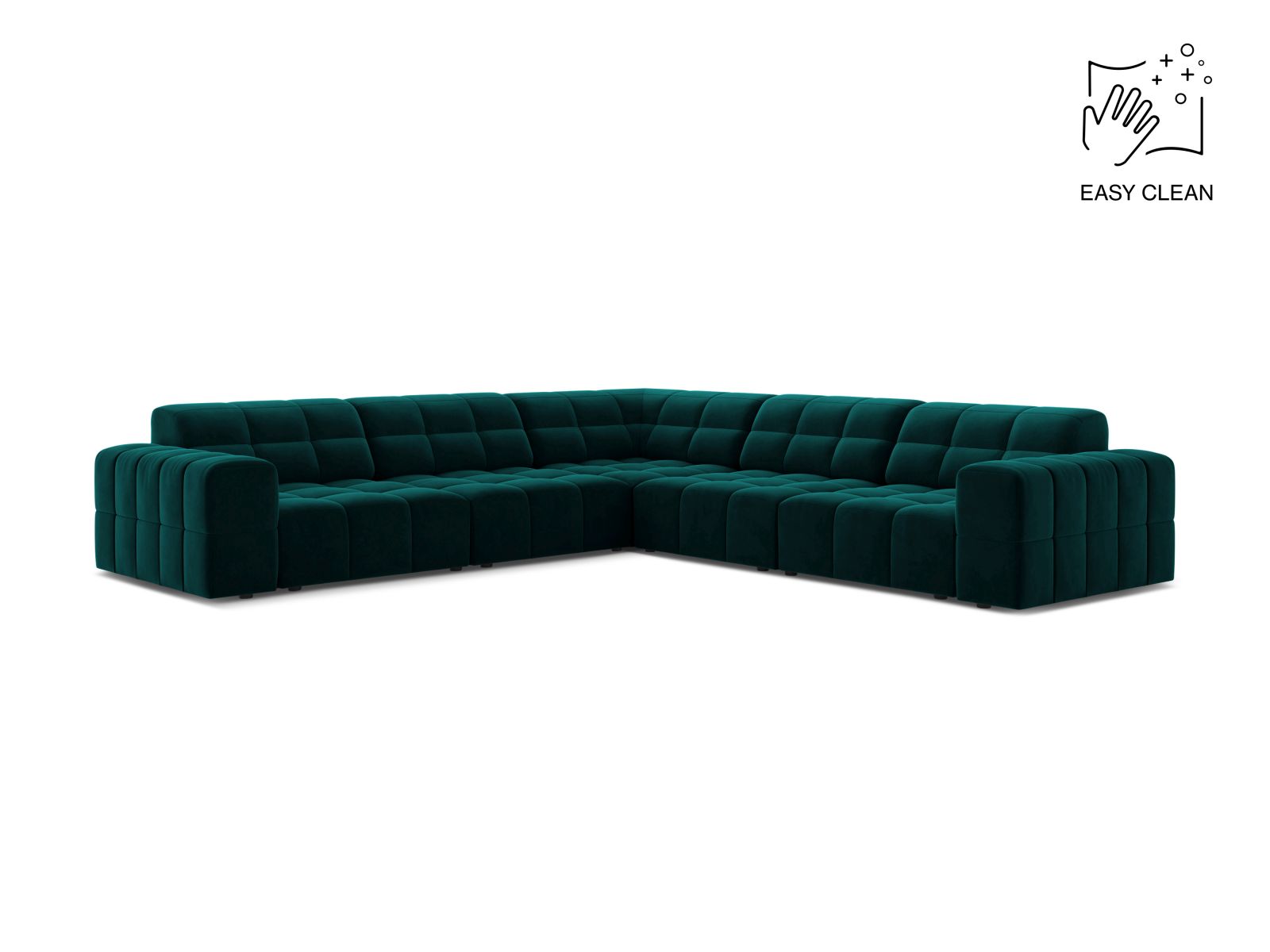 Velvet Symmetrical Corner Sofa, "Jennifer", 7 Seats, 285x285x78