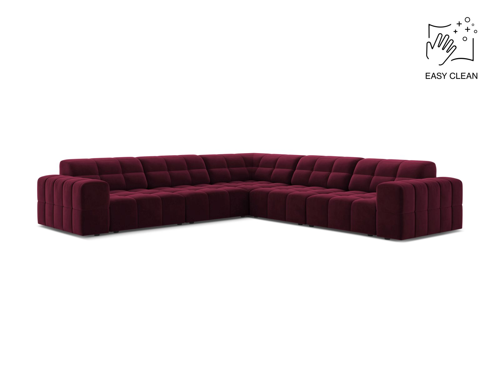 Velvet Symmetrical Corner Sofa, "Jennifer", 7 Seats, 285x285x78