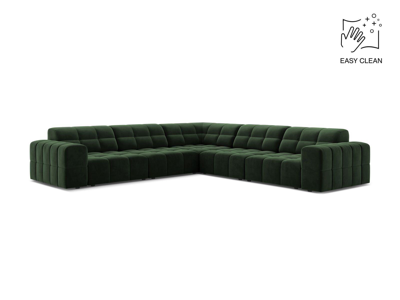 Velvet Symmetrical Corner Sofa, "Jennifer", 7 Seats, 285x285x78