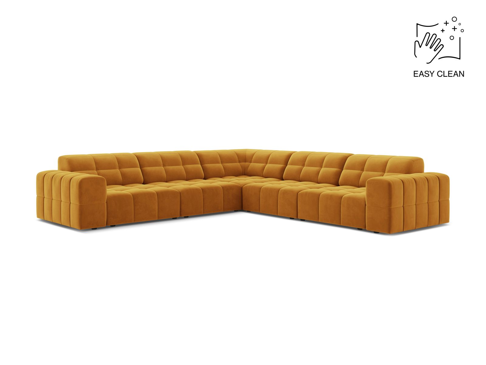 Velvet Symmetrical Corner Sofa, "Jennifer", 7 Seats, 285x285x78