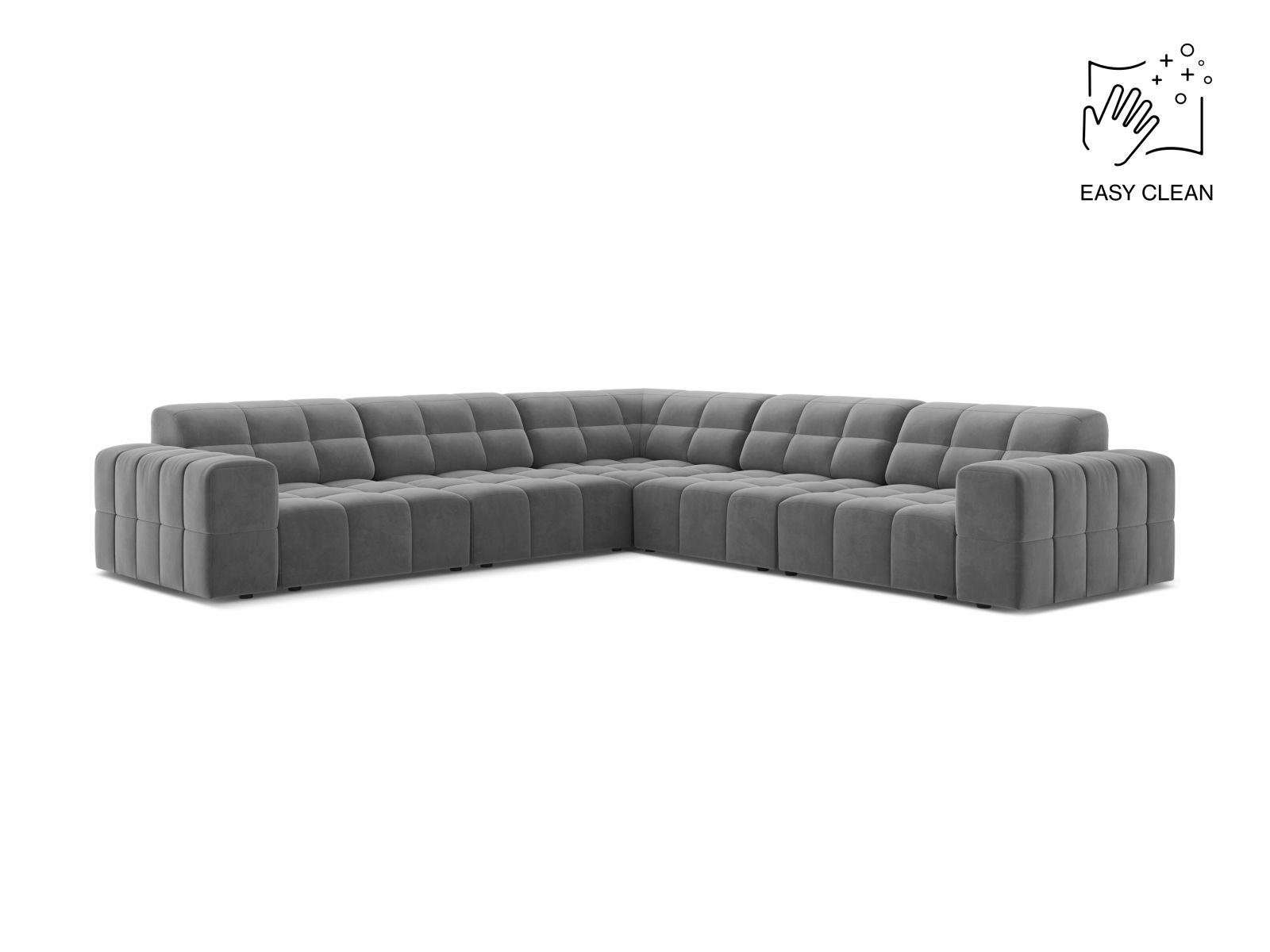 Velvet Symmetrical Corner Sofa, "Jennifer", 7 Seats, 285x285x78