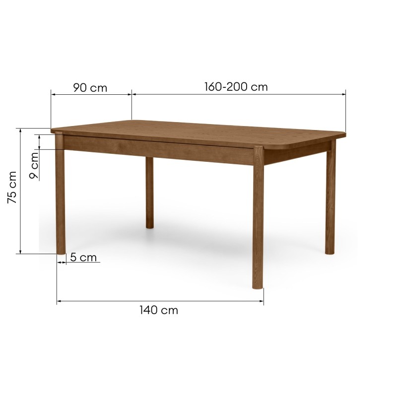 Stół rozkładany Iselio 160-200 cm, prostokątny, brązowy