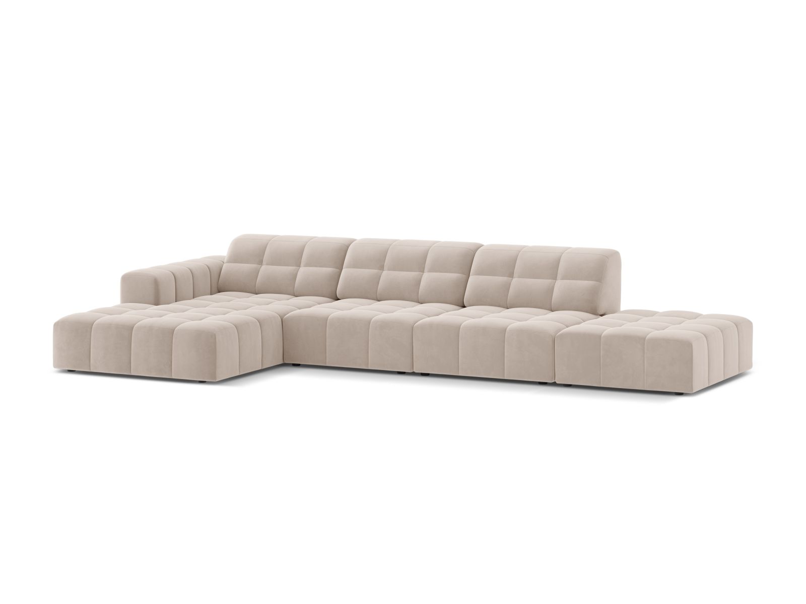 Velvet Left Corner Sofa, "Jennifer", 5 Seats, 348x167x78