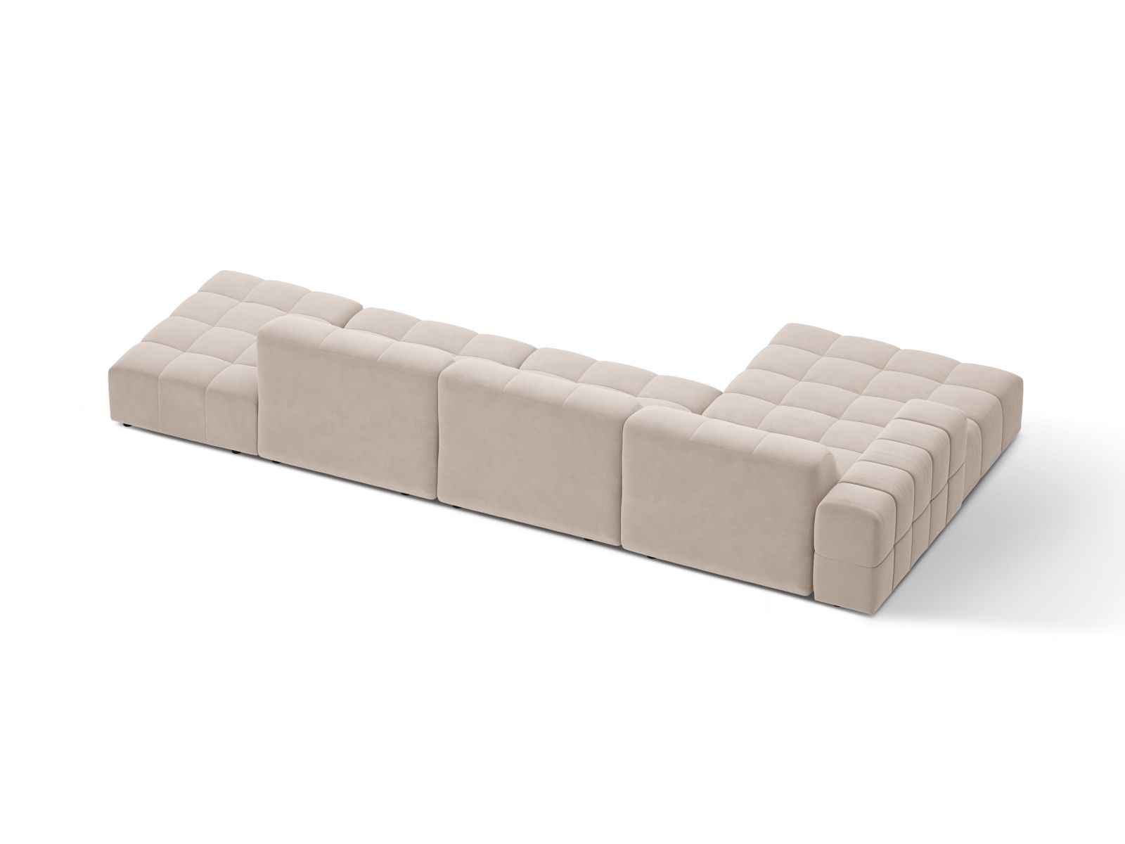 Velvet Left Corner Sofa, "Jennifer", 5 Seats, 348x167x78