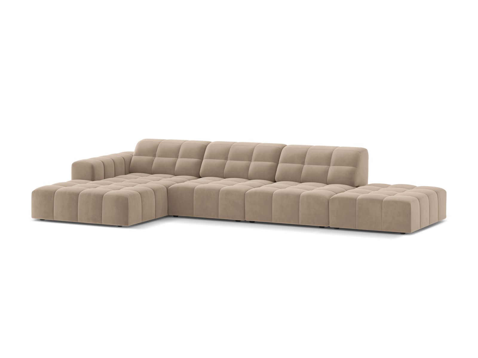 Velvet Left Corner Sofa, "Jennifer", 5 Seats, 348x167x78