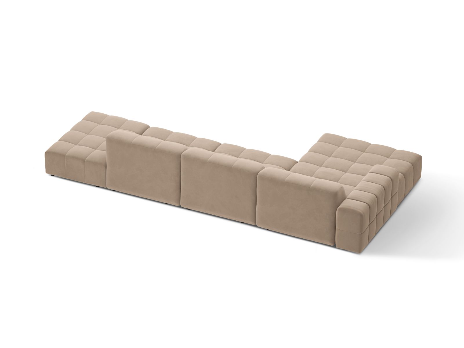 Velvet Left Corner Sofa, "Jennifer", 5 Seats, 348x167x78