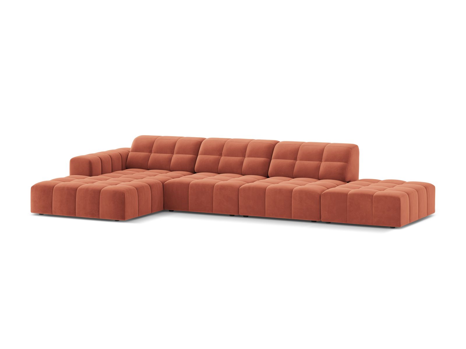 Velvet Left Corner Sofa, "Jennifer", 5 Seats, 348x167x78
