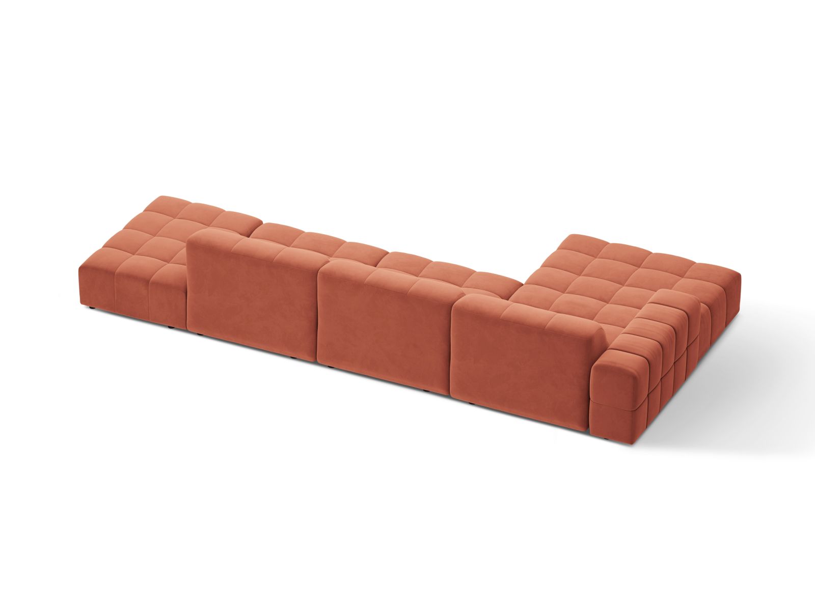 Velvet Left Corner Sofa, "Jennifer", 5 Seats, 348x167x78
