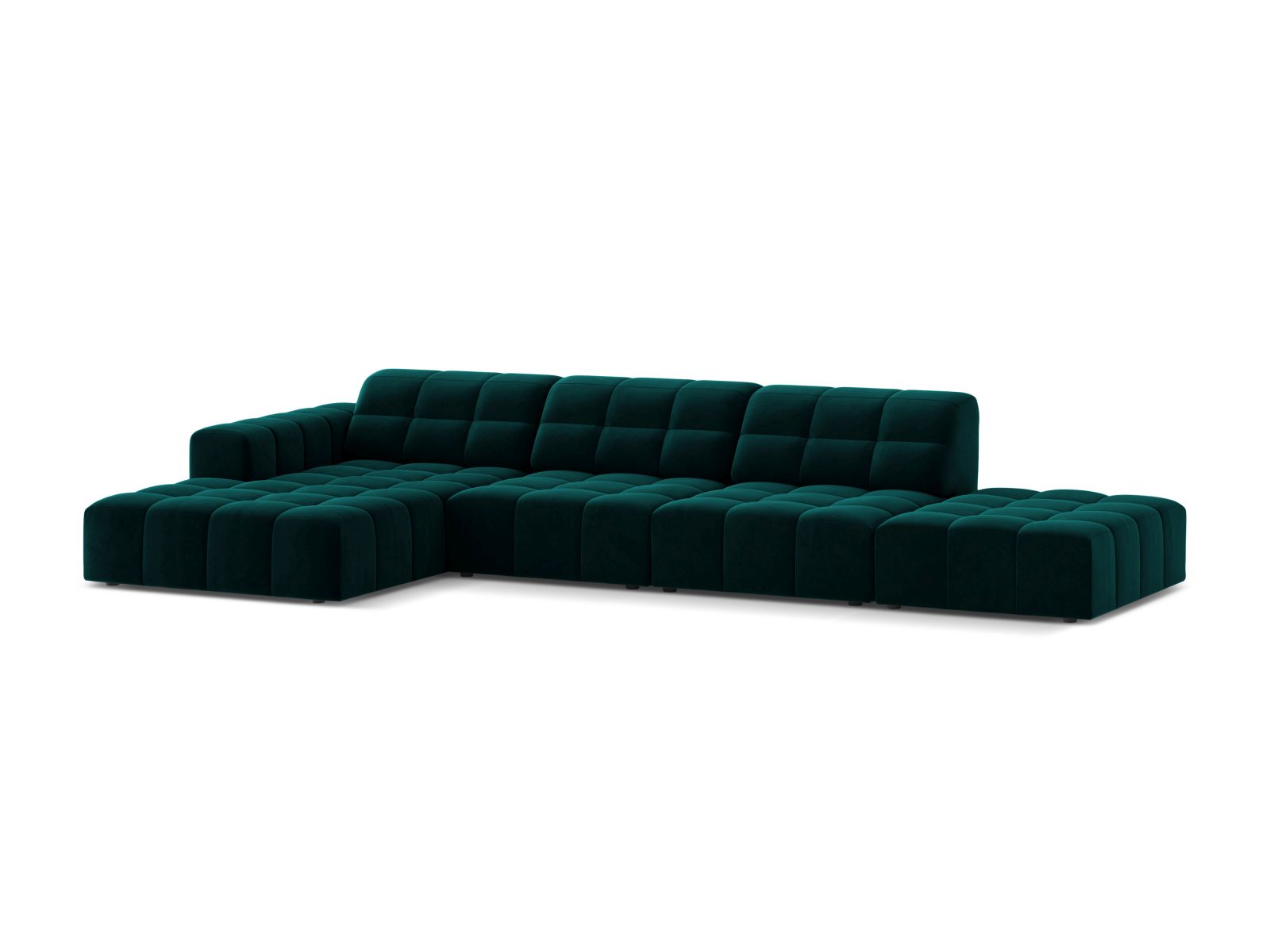 Velvet Left Corner Sofa, "Jennifer", 5 Seats, 348x167x78