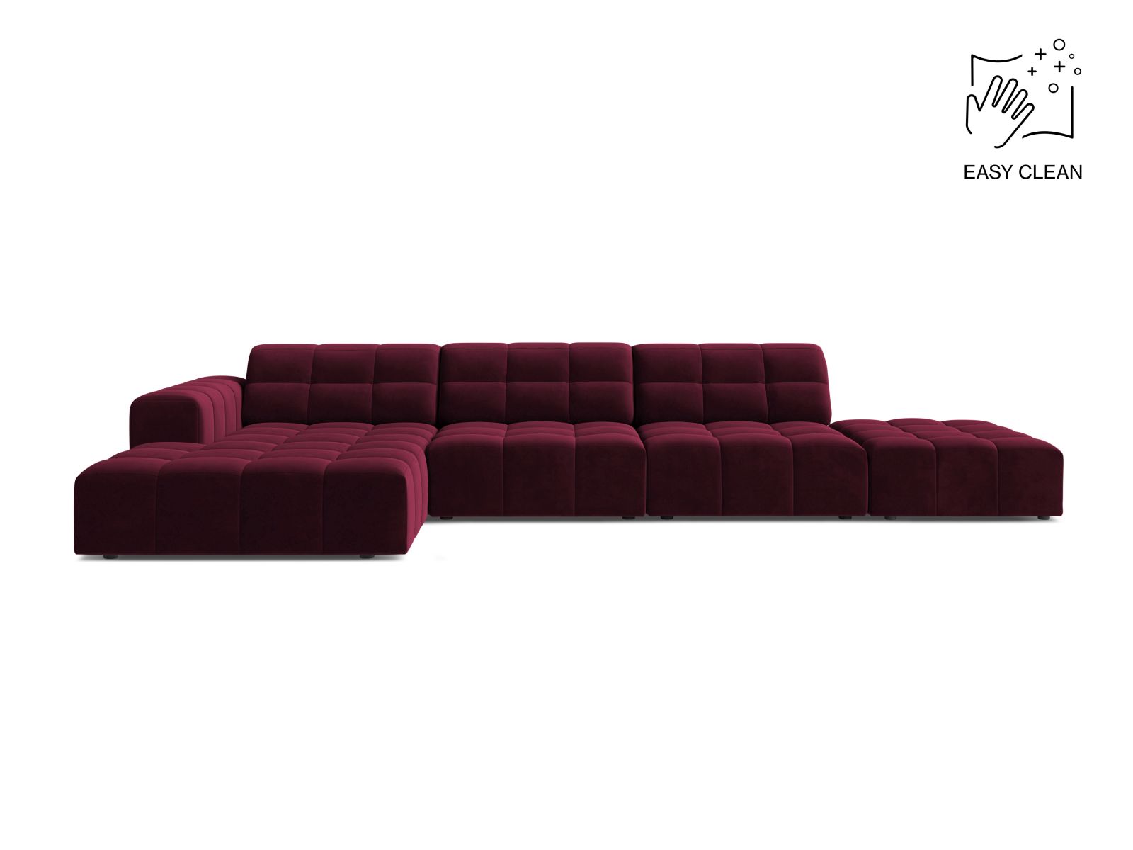 Velvet Left Corner Sofa, "Jennifer", 5 Seats, 348x167x78