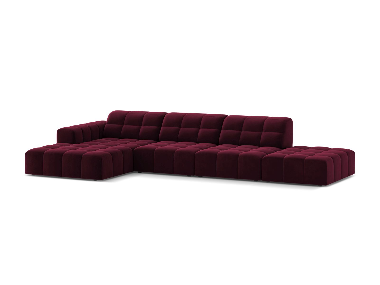 Velvet Left Corner Sofa, "Jennifer", 5 Seats, 348x167x78