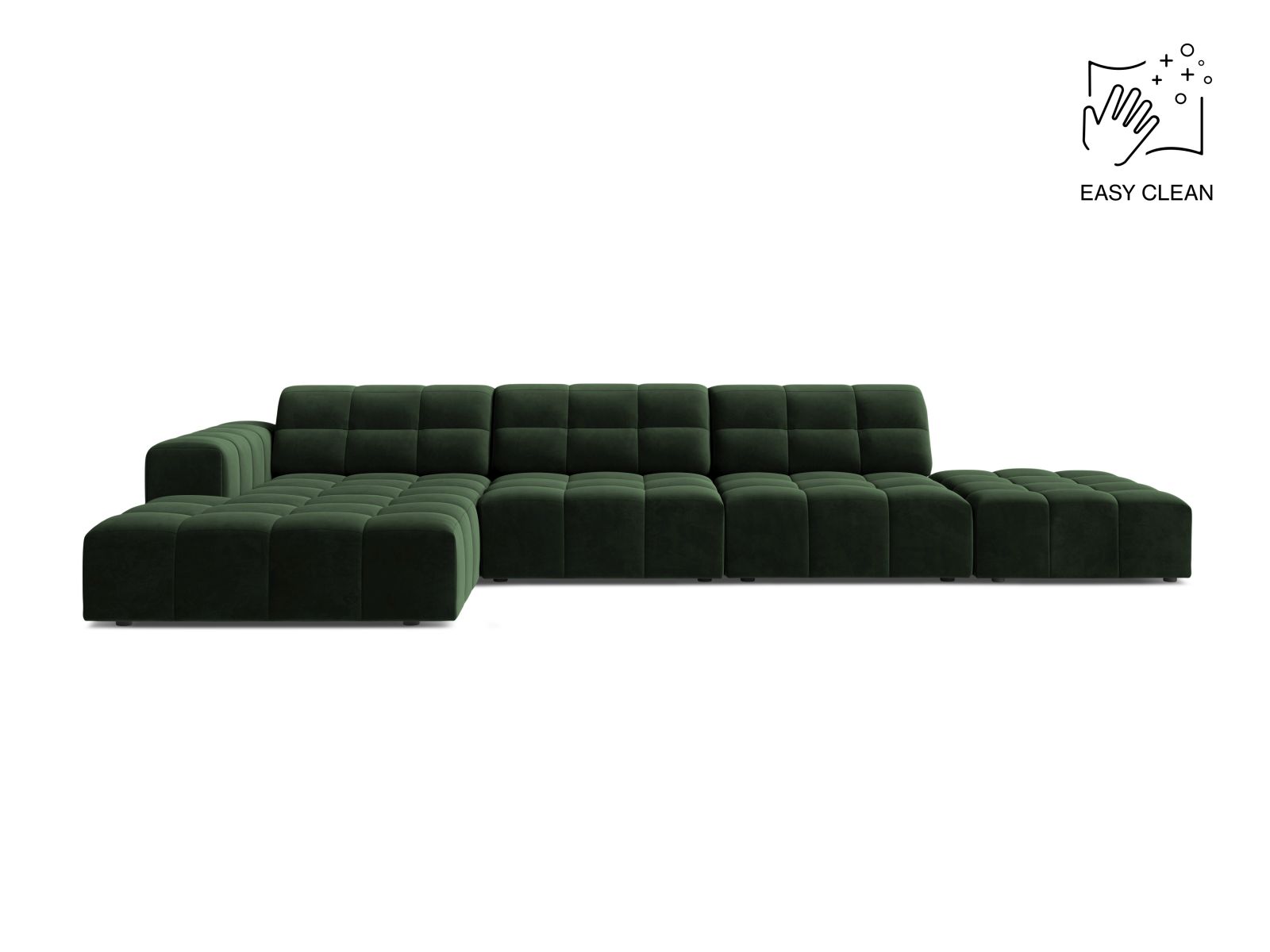 Velvet Left Corner Sofa, "Jennifer", 5 Seats, 348x167x78