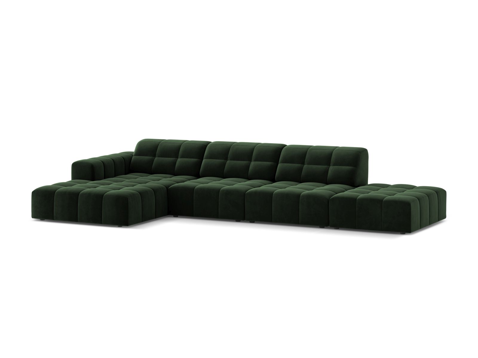 Velvet Left Corner Sofa, "Jennifer", 5 Seats, 348x167x78
