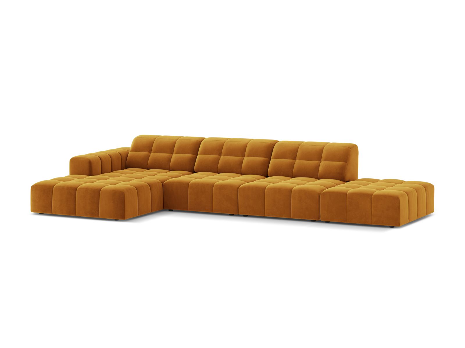 Velvet Left Corner Sofa, "Jennifer", 5 Seats, 348x167x78