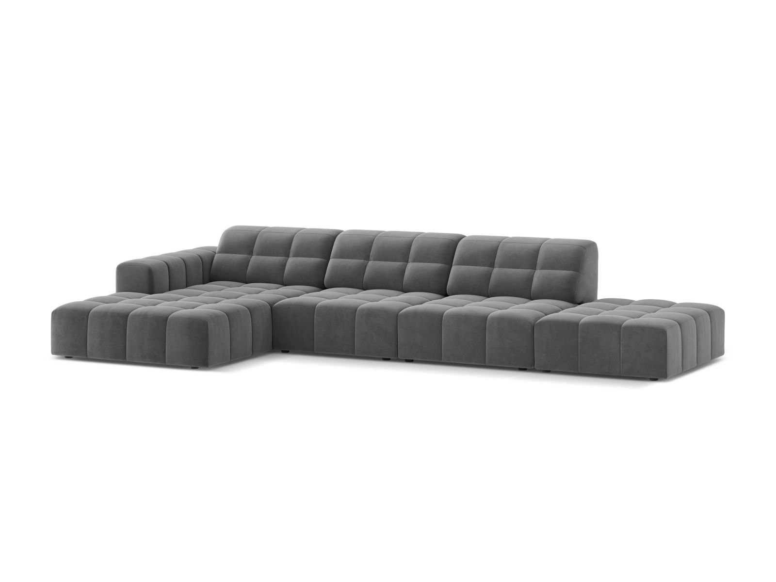 Velvet Left Corner Sofa, "Jennifer", 5 Seats, 348x167x78