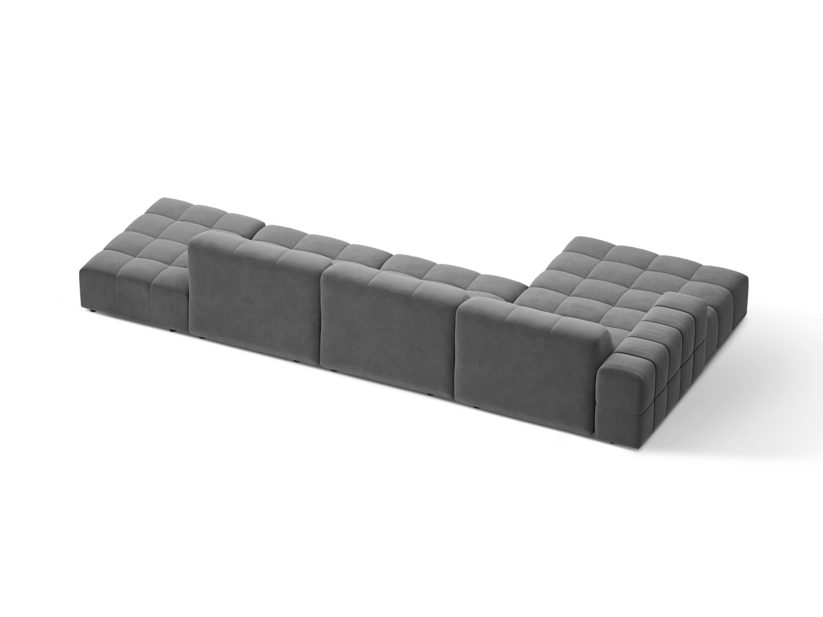 Velvet Left Corner Sofa, "Jennifer", 5 Seats, 348x167x78