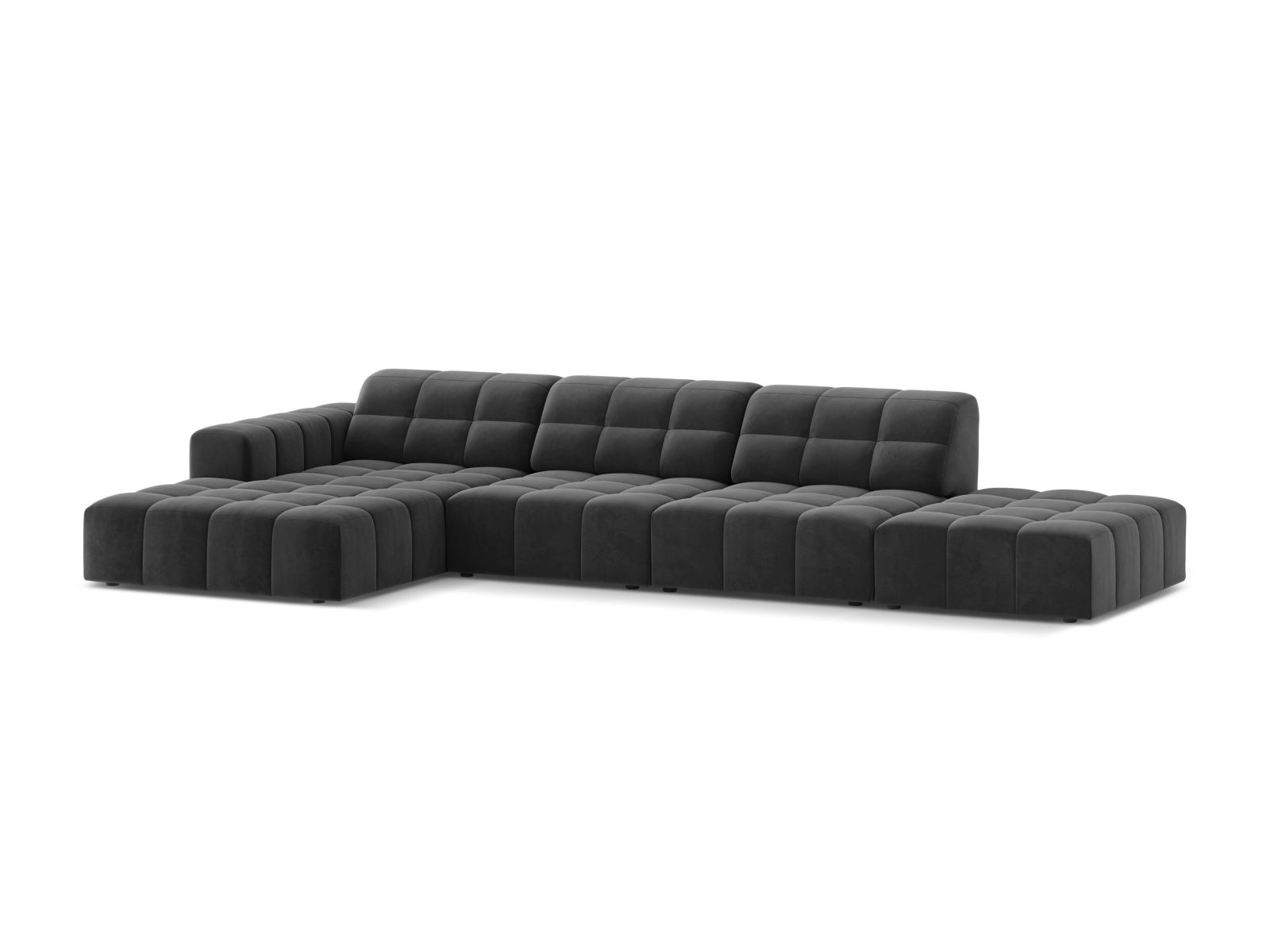 Velvet Left Corner Sofa, "Jennifer", 5 Seats, 348x167x78