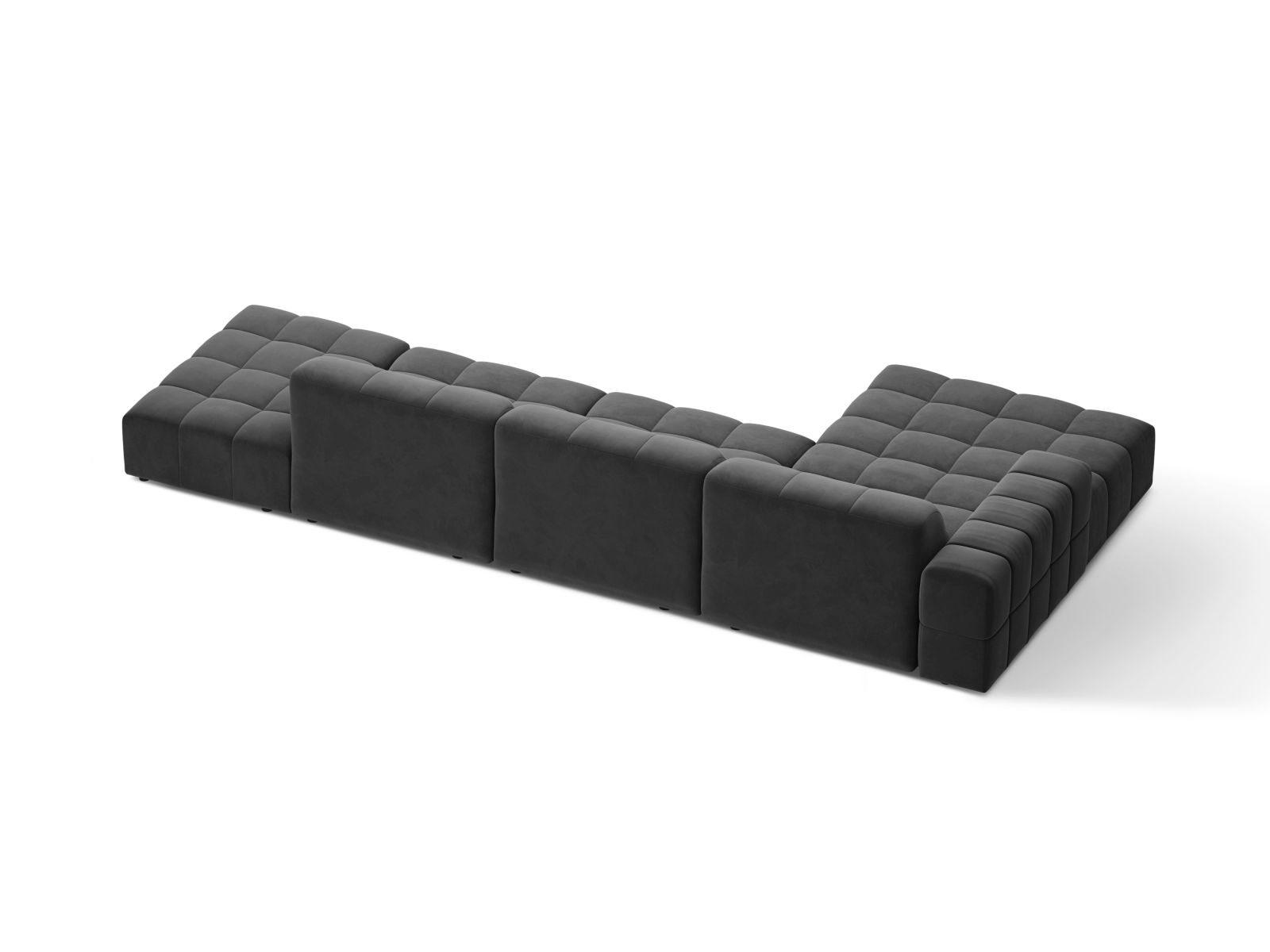 Velvet Left Corner Sofa, "Jennifer", 5 Seats, 348x167x78